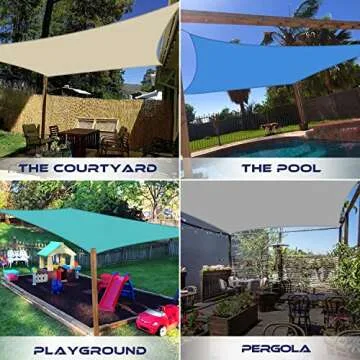 Windscreen4less 12' x 16' Sun Shade Sail Rectangle Outdoor Canopy Cover UV Block for Backyard Porch ...