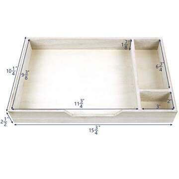 Ikee Design Wooden 2 Tier Monitor Stand with Drawer,Wood Desktop Stands for Laptop ,TV, Computer Riser,Wooden Clutter-Free Desk Storage Organizer,16 1/2 W x 10 1/4 D x 5 1/8 H in, White