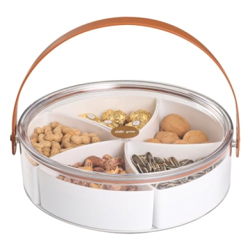 Bandesun Divided Serving Tray with Lid and Handle - Snackle Box Charcuterie Container for Parties, E...