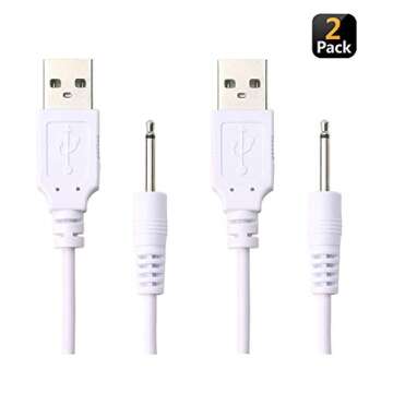 VibeMax (2 Pack) Fast Charging Replacement USB Cable | DC Charger Cord - 2 Ft - 2.5mm
