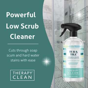 Therapy Clean Tub Tile Cleaner (16 fl oz. 2-pack), Soap Scum Remover Bathroom Cleaner, Water Stain Remover, Non-Toxic Bathroom Cleaner