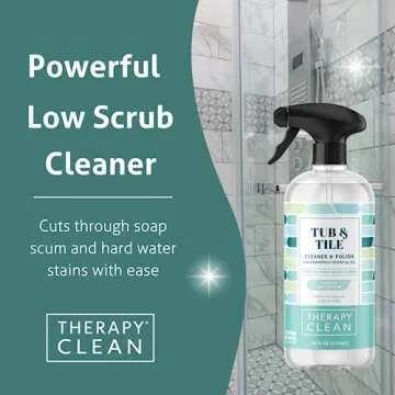 Therapy Clean Tub Tile Cleaner (16 fl oz. 2-pack), Soap Scum Remover Bathroom Cleaner, Water Stain Remover, Non-Toxic Bathroom Cleaner
