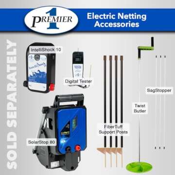 Premier 1 PoultryNet+ Electric Fence | White/Black Fence for Chickens, Ducks, Geese – 48" H x 100'L