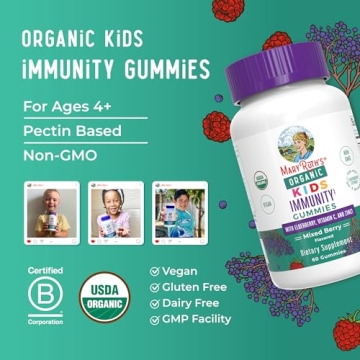 Organic Kids Immune Support Gummies Vitamin C Zinc Elderberry