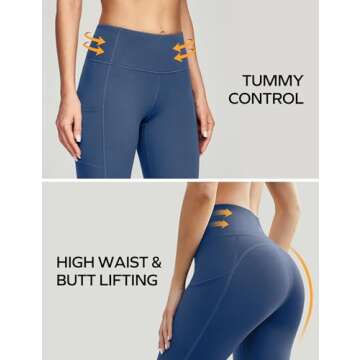 Ewedoos Women's Yoga Pants with Pockets Leggings for Women Tummy Control Workout Leggings for Women Compression Leggings Indigo