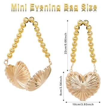 Ledander Women Mini Heart Shaped Evening Bag Shoulder Bag Small Crossbody Purse for Wedding Party Ev...