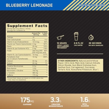 Optimum Nutrition Pre-Workout Blueberry Lemonade 30 Servings