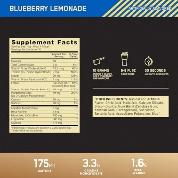 Optimum Nutrition Pre-Workout Blueberry Lemonade 30 Servings