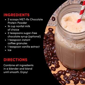 MET-Rx Natural Whey Easy Mix 23 g Protein Powder, 5g BCAAs from Ultra Filtered For Pre/Post Workout, Gluten Free, Chocolate, 80 Oz