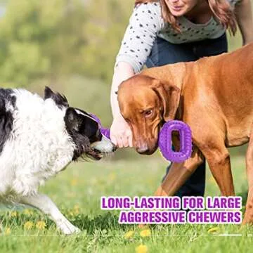 Feeko Dog Toys for Aggressive Chewers Large Breed 15 inch Interactive Dog Toy Large Long Lasting Dog Toys with Convex Design Natural Rubber Tug-of-war Toy for Medium Large Dogs Tooth Clean(Purple)