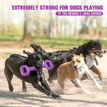 Feeko Dog Toys for Aggressive Chewers Large Breed 15 inch Interactive Dog Toy Large Long Lasting Dog Toys with Convex Design Natural Rubber Tug-of-war Toy for Medium Large Dogs Tooth Clean(Purple)
