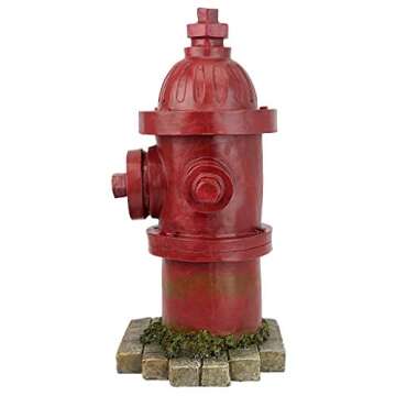 Design Toscano Dog's Second Best Friend Fire Hydrant Pee Post Indoor/Outdoor Statue, Medium 14 Inch Tall, Cast Stone Resin, Red Painted Finish