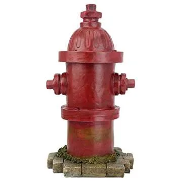 Design Toscano Dog's Second Best Friend Fire Hydrant Pee Post Indoor/Outdoor Statue, Medium 14 Inch Tall, Cast Stone Resin, Red Painted Finish