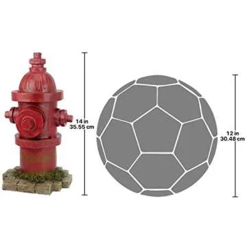 Design Toscano Dog's Second Best Friend Fire Hydrant Pee Post Indoor/Outdoor Statue, Medium 14 Inch Tall, Cast Stone Resin, Red Painted Finish