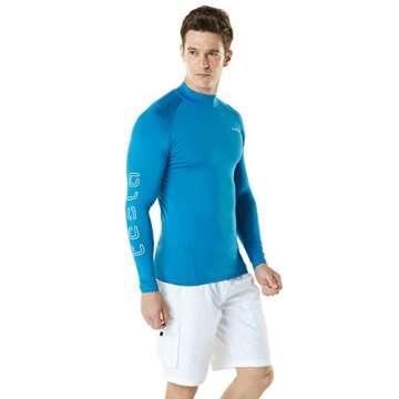 TSLA Men's UPF 50+ Long Sleeve Rash Guard, UV/SPF Quick Dry Swim Shirt, Water Surf Swimming Shirts, Vibrant Guard Royal, Medium