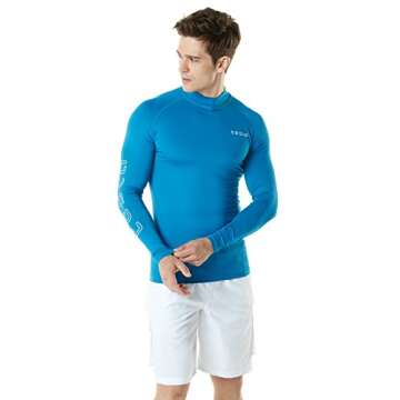 TSLA Men's UPF 50+ Long Sleeve Rash Guard, UV/SPF Quick Dry Swim Shirt, Water Surf Swimming Shirts, Vibrant Guard Royal, Medium