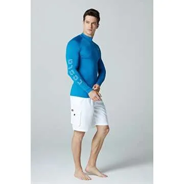 TSLA Men's UPF 50+ Long Sleeve Rash Guard, UV/SPF Quick Dry Swim Shirt, Water Surf Swimming Shirts, Vibrant Guard Royal, Medium