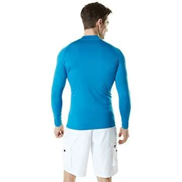 TSLA Men's UPF 50+ Long Sleeve Rash Guard, UV/SPF Quick Dry Swim Shirt, Water Surf Swimming Shirts, Vibrant Guard Royal, Medium