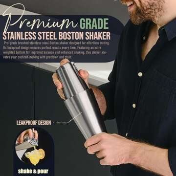 Nauzone Mixology Bartender Kit - 12-Pieces Cocktail Shaker Set with Stylish Bamboo Stand - Bar Accessories with All Essential Accessory Tools - Bar Set Perfect Drink Mixing Experience