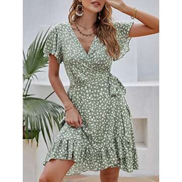 ZABERRY Summer Dresses Baby Shower Breastfeeding Dress Casual Dresses for Women Green Floral02 S