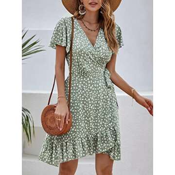 ZABERRY Summer Dresses Baby Shower Breastfeeding Dress Casual Dresses for Women Green Floral02 S