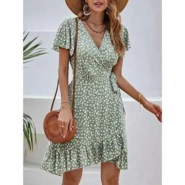 ZABERRY Summer Dresses Baby Shower Breastfeeding Dress Casual Dresses for Women Green Floral02 S
