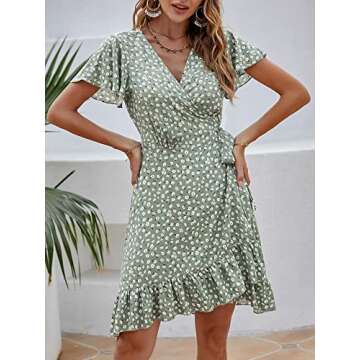 ZABERRY Summer Dresses Baby Shower Breastfeeding Dress Casual Dresses for Women Green Floral02 S