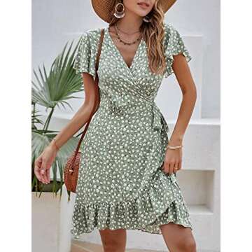 ZABERRY Summer Dresses Baby Shower Breastfeeding Dress Casual Dresses for Women Green Floral02 S