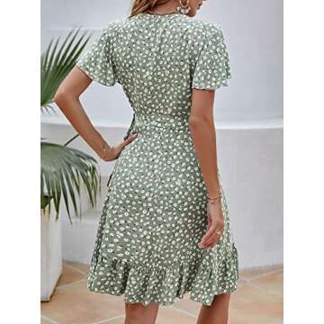 ZABERRY Summer Dresses Baby Shower Breastfeeding Dress Casual Dresses for Women Green Floral02 S