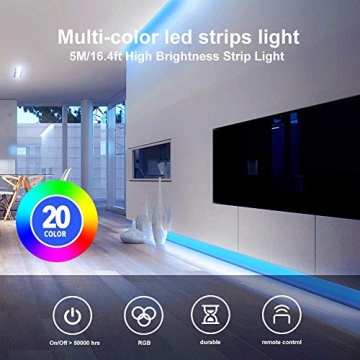 DAYBETTER LED Strip Lights 60ft - Multicolor & Remote Control