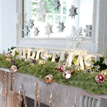 DearHouse 6.01Ft Christmas Garland Pine Cypress Artificial Greenery Garland,Artificail Pine Christmas Garland for Holiday Season Mantel Fireplace Table Runner Centerpiece Décor