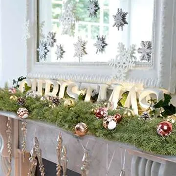 DearHouse 6.01Ft Christmas Garland Pine Cypress Artificial Greenery Garland,Artificail Pine Christmas Garland for Holiday Season Mantel Fireplace Table Runner Centerpiece Décor