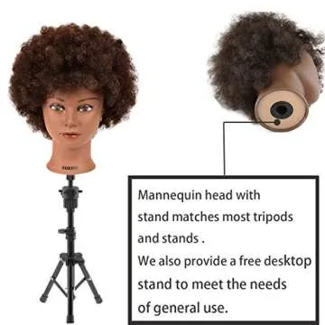 Morris Mannequin Head 100% Human Hair Training Head Curly Hair Manikin Head Cosmetology Doll Head for Hairdresser Practice Styling Braiding with Clamp Stand (BB)