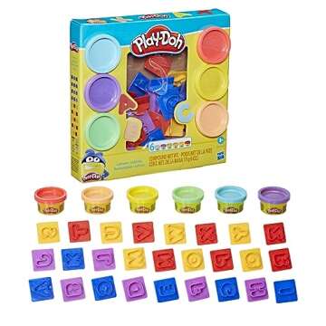 Play-Doh Fundamentals Letters with 26 Letter Stamper Tools, 6 Cans of Assort. Colors, Back to School...