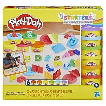 Play-Doh Fundamentals Letters with 26 Letter Stamper Tools, 6 Cans of Assort. Colors, Back to School Classroom Supplies, Kids Arts & Crafts, Preschool Toys, Ages 3+