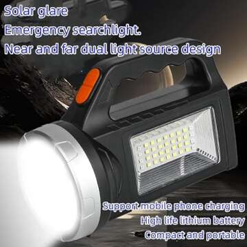 ELEWealth Spotlight Flashlight Rechargeable, Led High Lumens Super Bright, Solar Panels,7 Modes,IPX4...