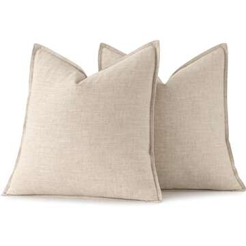 MIULEE Natural Beige Boho Linen Pillow Covers Set of 2