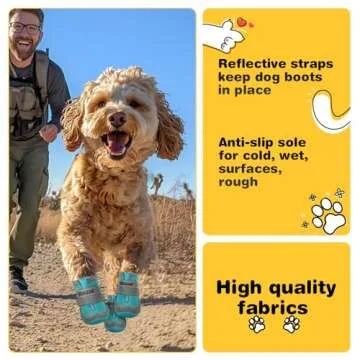Hcpet Dog Shoes for Large Dogs, Breathable Dog Booties for Small Medium Dogs, Anti-Slip Dog Boots & Paw Protectors for Hot Pavement Winter Snow Hiking with Reflective Straps Blue Size 7