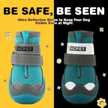 Hcpet Dog Shoes for Large Dogs, Breathable Dog Booties for Small Medium Dogs, Anti-Slip Dog Boots & Paw Protectors for Hot Pavement Winter Snow Hiking with Reflective Straps Blue Size 7