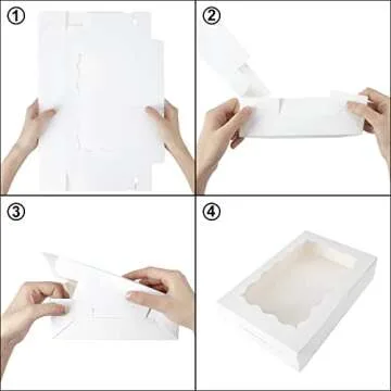 Moretoes 24pcs Bakery Boxes, 12x8x2.5 Inches,Treat Boxes with Window for Chocolate Covered Strawberries, Pastries, Cookies, Desserts, Donuts and Muffins