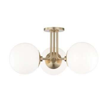Stunning MITZI Stella Aged Brass Ceiling Fixture 3-Light