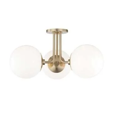 Stunning MITZI Stella Aged Brass Ceiling Fixture 3-Light