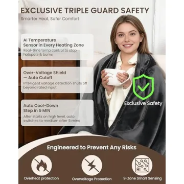 Cordless Heated Blanket with 9 Heating Zones - Ultimate Comfort