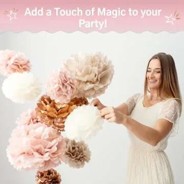 Vidal Crafts 20-Piece Tissue Paper Pom Poms for Parties