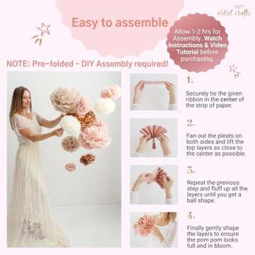 Vidal Crafts 20-Piece Tissue Paper Pom Poms for Parties