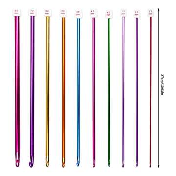 23 Pieces Tunisian Crochet Hooks Kit Including 12pcs 3-10 mm Bamboo Knitting Needle with Bead Carbon...