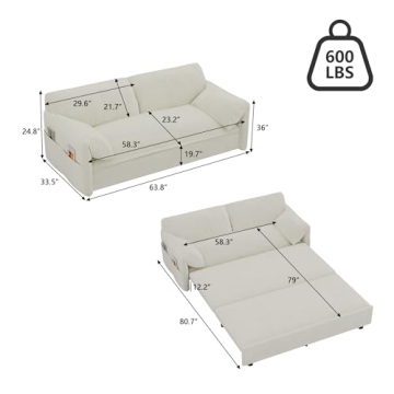 Neylory 3 in 1 Convertible Pull Out Sofa Bed
