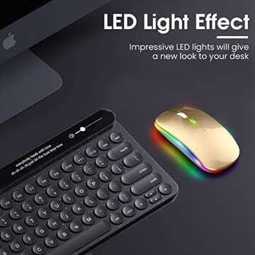 GLOBAL TECH LED Wireless Mouse, Slim Rechargeable Wireless Silent Mouse, 2.4G Portable USB Optical W...