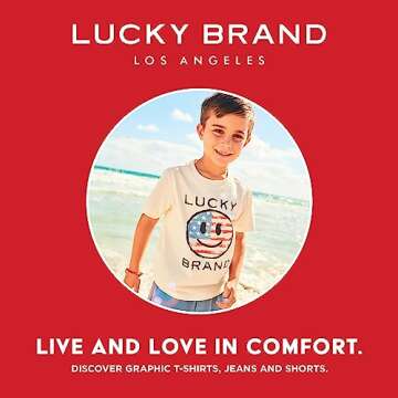 Lucky Brand Boys' Short Sleeve Graphic Crew Neck T-Shirt, Soft, Comfortable, Relaxed Fit, Cloud Dancer Puff, 4
