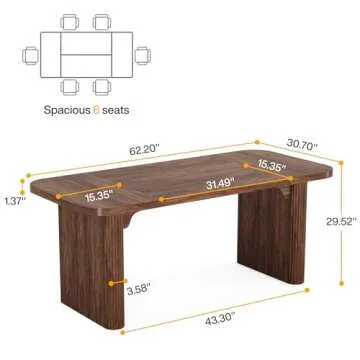 Tribesigns 62" Executive Desk, Large Computer Office Desk with Double Pedestal, Modern Simple Style ...